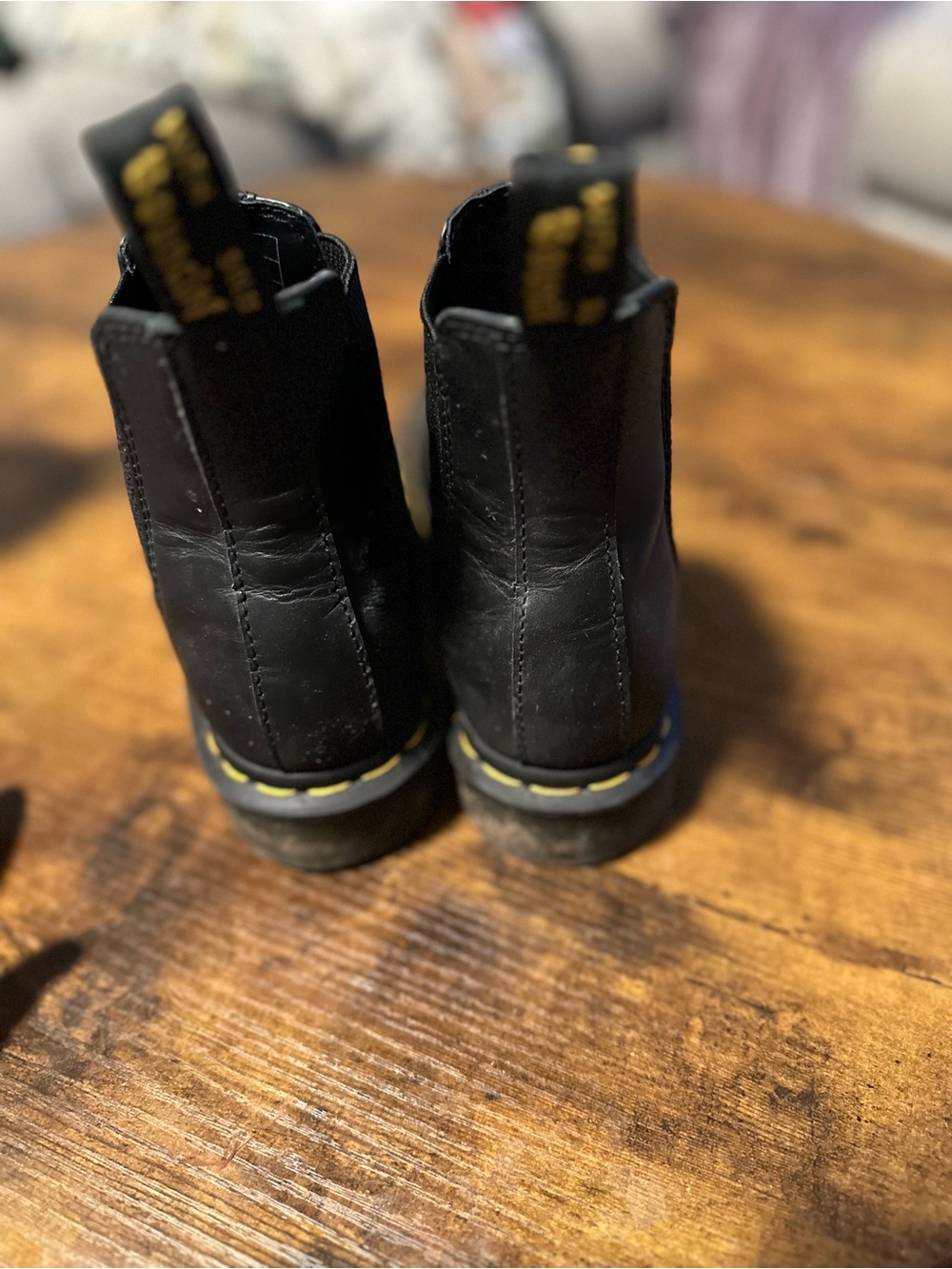 Dr. Martens Black Leather Chelsea Boots with Yellow Stitching and Heel Loop - Picture 3 of 4